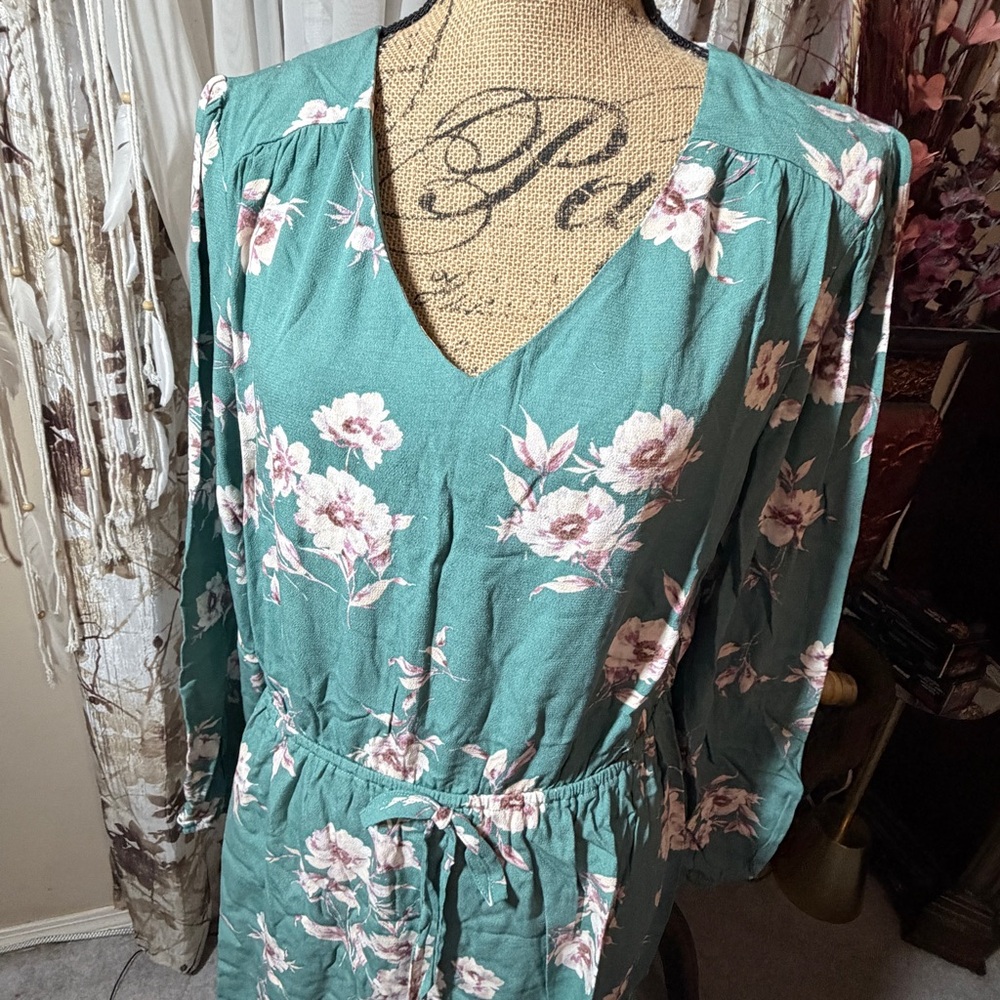 Lily Rose Teal Floral Long Sleeve Dress